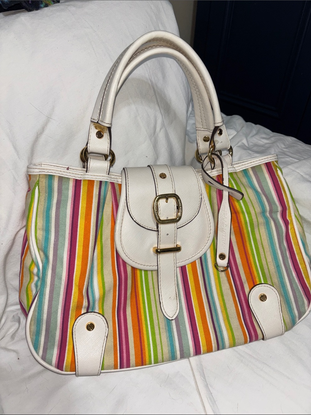 Isaac Mizrahi colorful stripes purse
